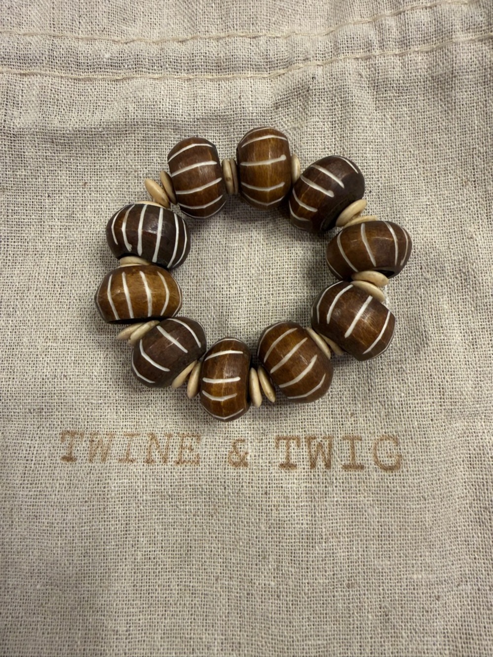 Twine & Twig Beaded Bone Bracelet-Brown Tribal